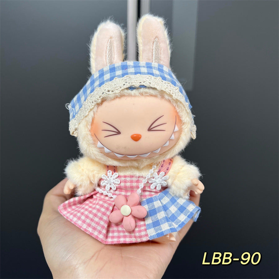 Labubu Wearable Baby Clothes Vinyl Labubu 17cm Plush Doll Cute Outfit Casual Set Dress Plush Clothes