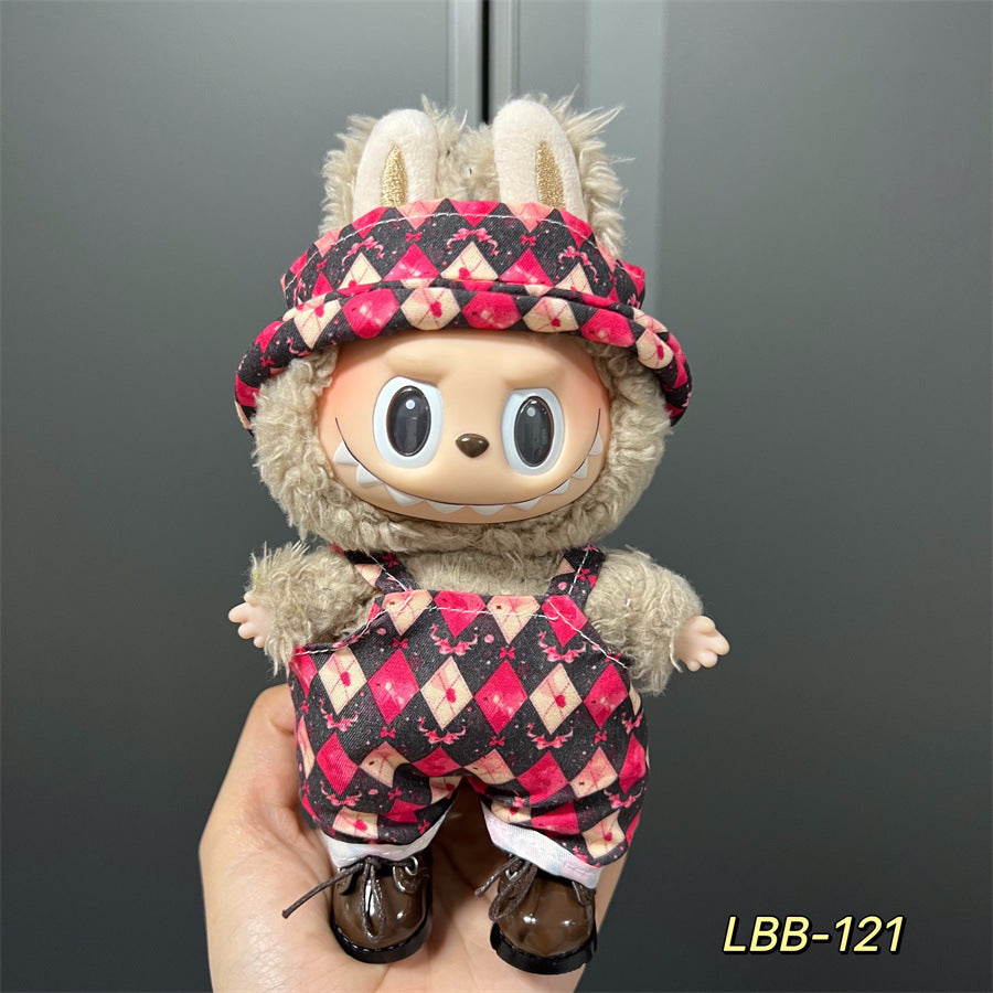 Labubu Wearable Baby Clothes Vinyl Labubu 17cm Plush Doll Cute Outfit Casual Set Dress Plush Clothes