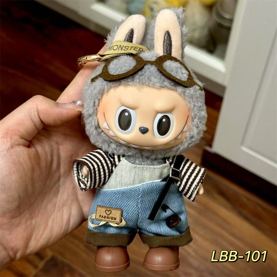 Labubu Wearable Baby Clothes Vinyl Labubu 17cm Plush Doll Cute Outfit Casual Set Dress Plush Clothes