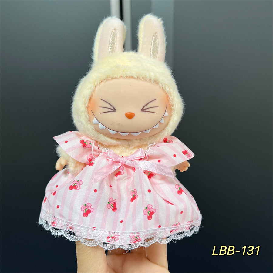 Labubu Wearable Baby Clothes Vinyl Labubu 17cm Plush Doll Cute Outfit Casual Set Dress Plush Clothes