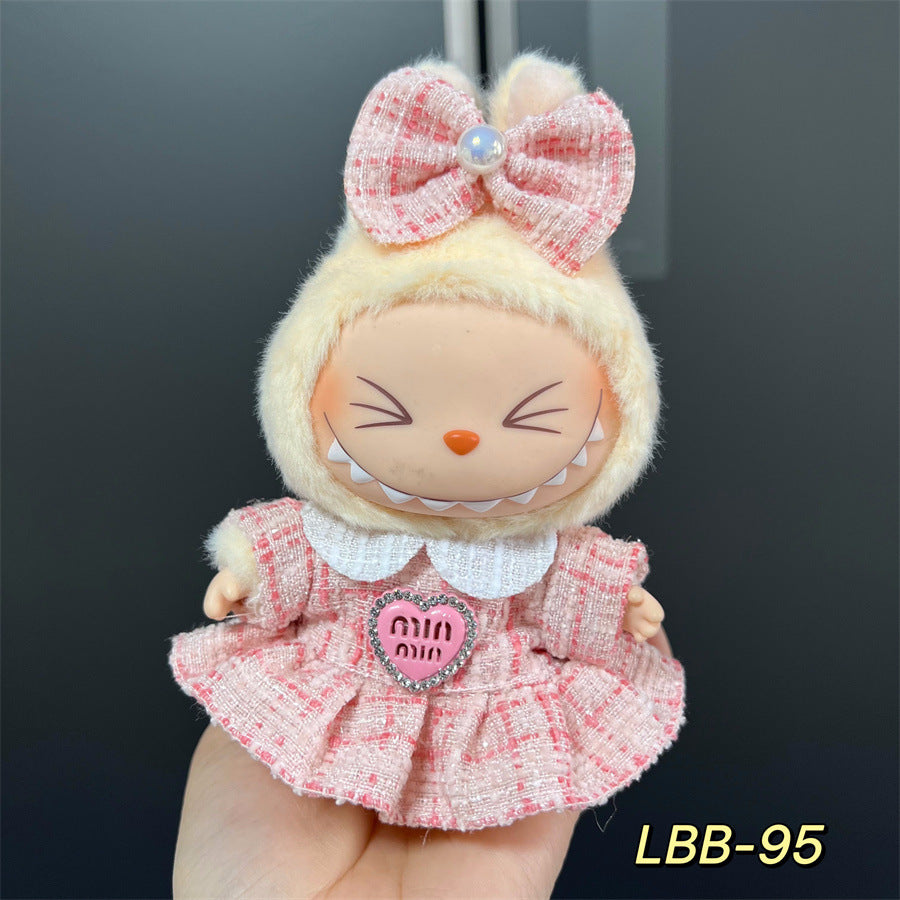 Labubu Wearable Baby Clothes Vinyl Labubu 17cm Plush Doll Cute Outfit Casual Set Dress Plush Clothes