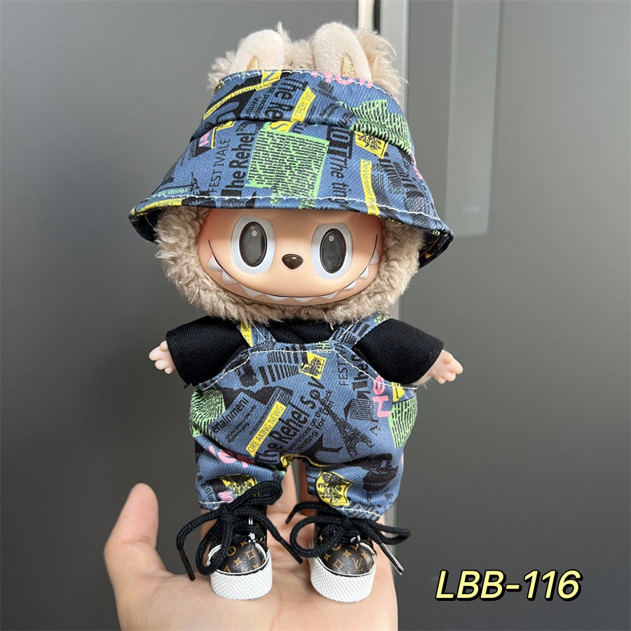 Labubu Wearable Baby Clothes Vinyl Labubu 17cm Plush Doll Cute Outfit Casual Set Dress Plush Clothes
