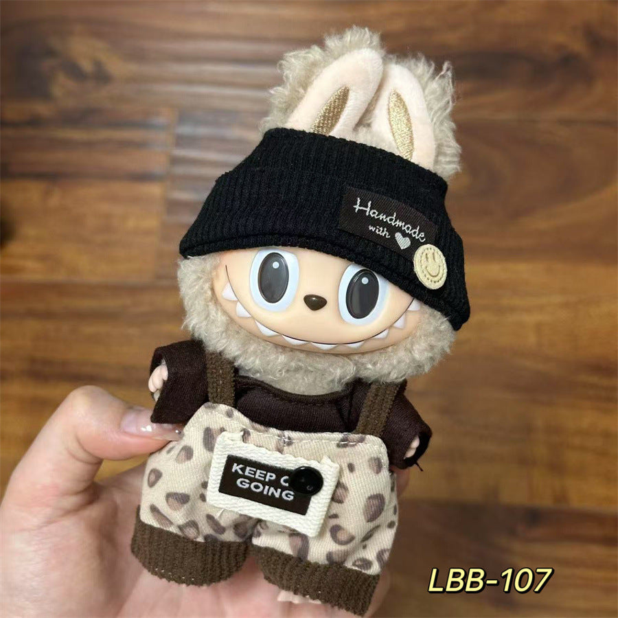 Labubu Wearable Baby Clothes Vinyl Labubu 17cm Plush Doll Cute Outfit Casual Set Dress Plush Clothes