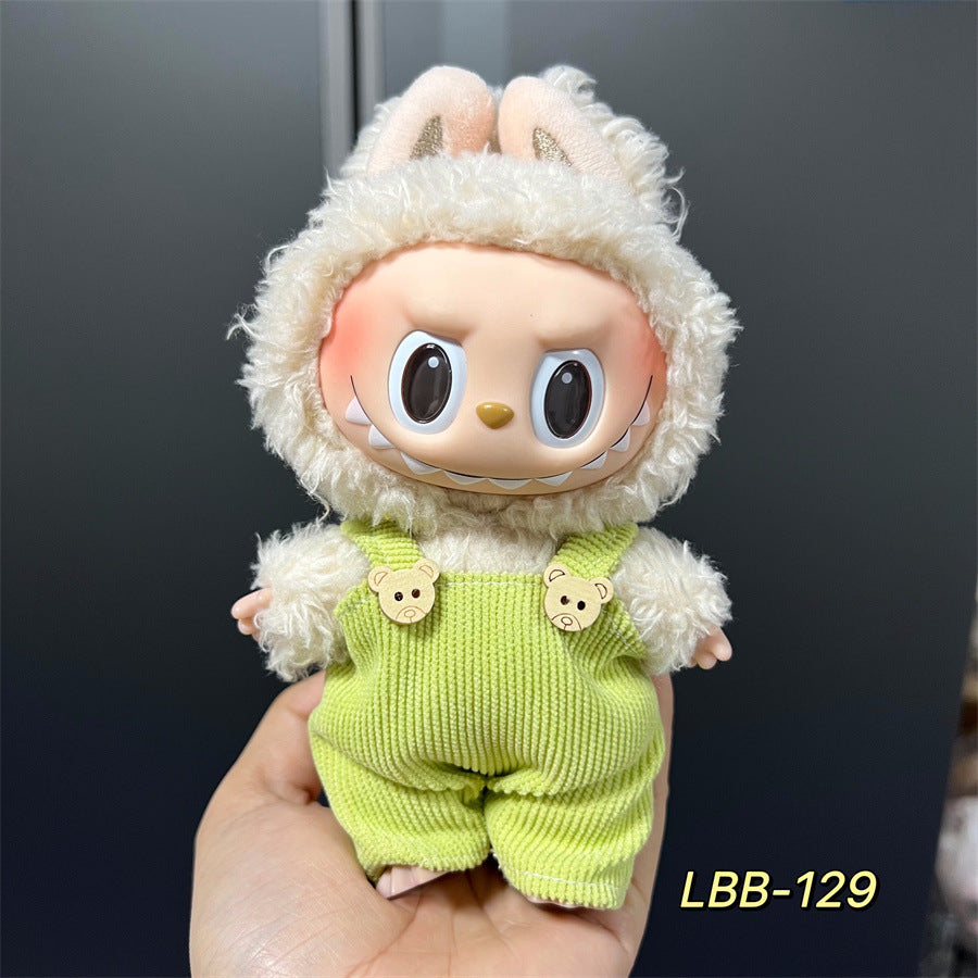 Labubu Wearable Baby Clothes Vinyl Labubu 17cm Plush Doll Cute Outfit Casual Set Dress Plush Clothes