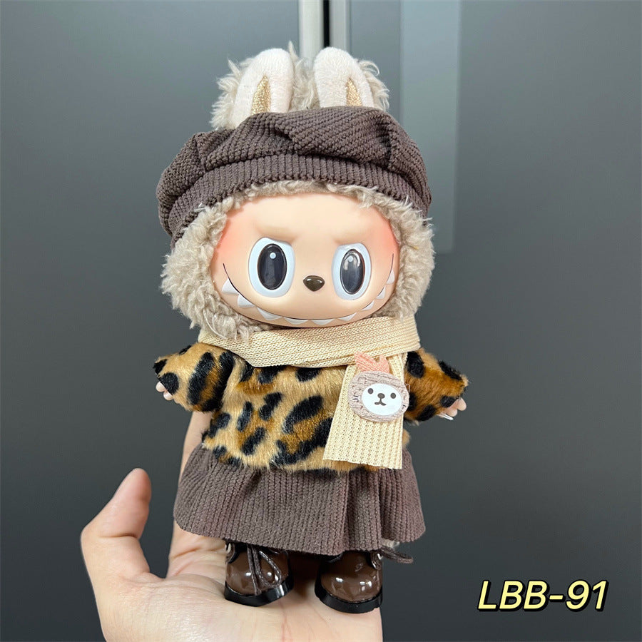 Labubu Wearable Baby Clothes Vinyl Labubu 17cm Plush Doll Cute Outfit Casual Set Dress Plush Clothes