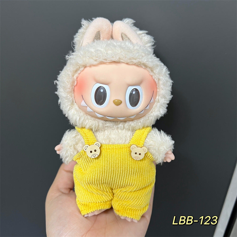Labubu Wearable Baby Clothes Vinyl Labubu 17cm Plush Doll Cute Outfit Casual Set Dress Plush Clothes