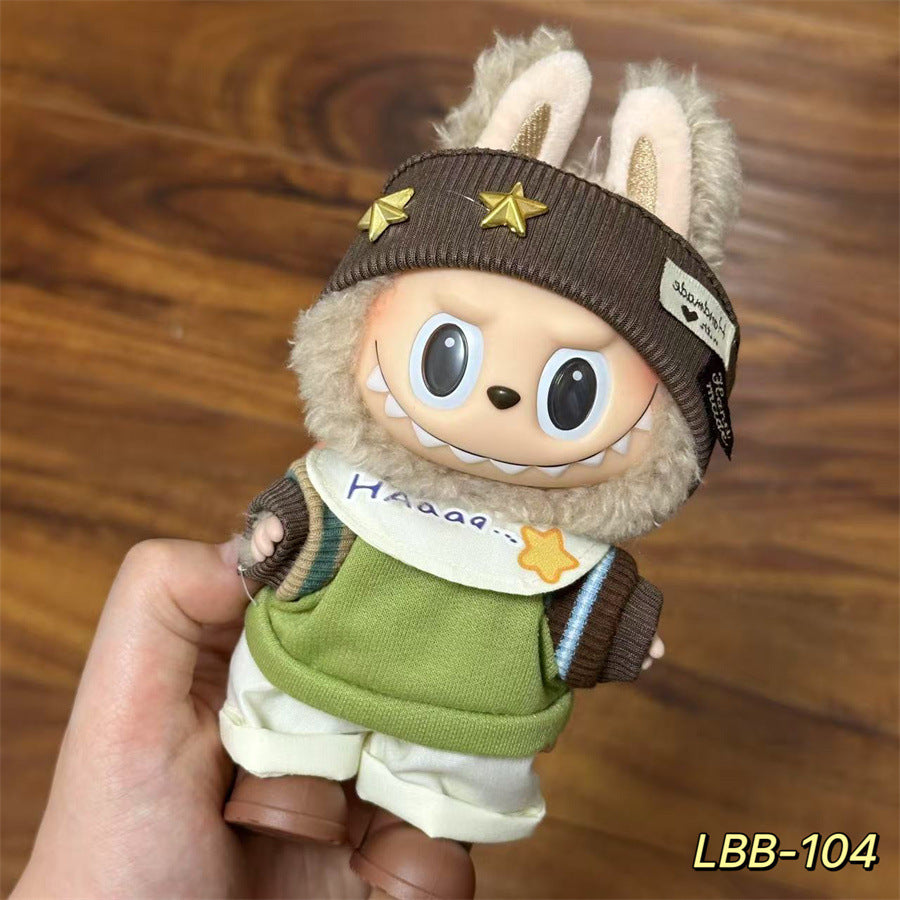 Labubu Wearable Baby Clothes Vinyl Labubu 17cm Plush Doll Cute Outfit Casual Set Dress Plush Clothes