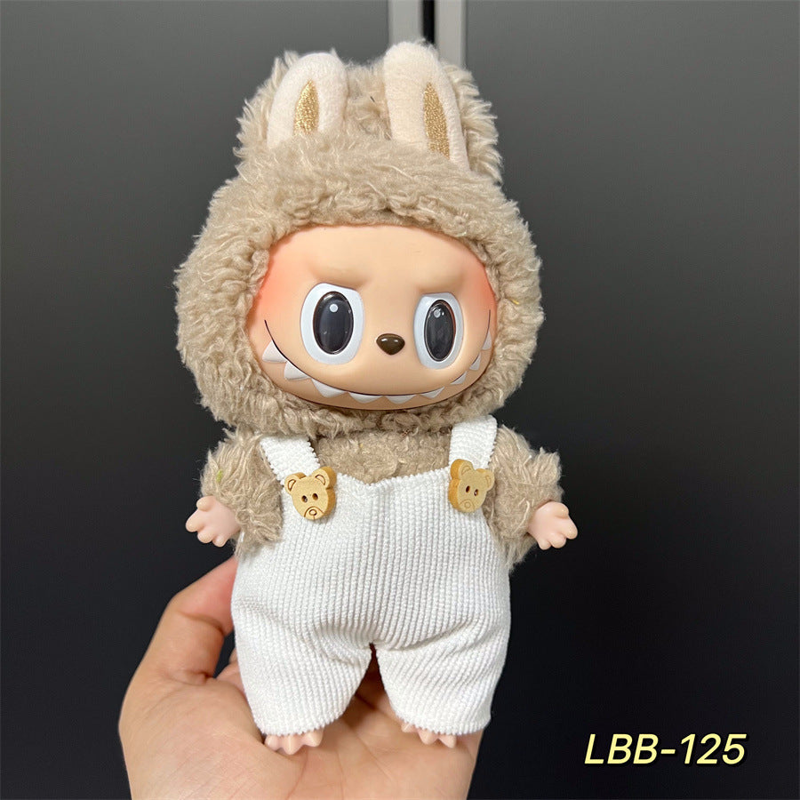 Labubu Wearable Baby Clothes Vinyl Labubu 17cm Plush Doll Cute Outfit Casual Set Dress Plush Clothes