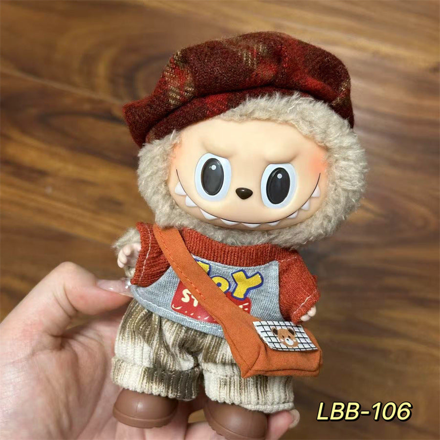 Labubu Wearable Baby Clothes Vinyl Labubu 17cm Plush Doll Cute Outfit Casual Set Dress Plush Clothes