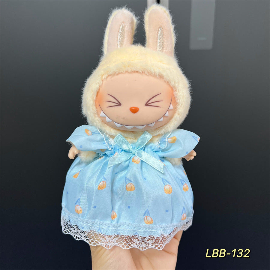 Labubu Wearable Baby Clothes Vinyl Labubu 17cm Plush Doll Cute Outfit Casual Set Dress Plush Clothes