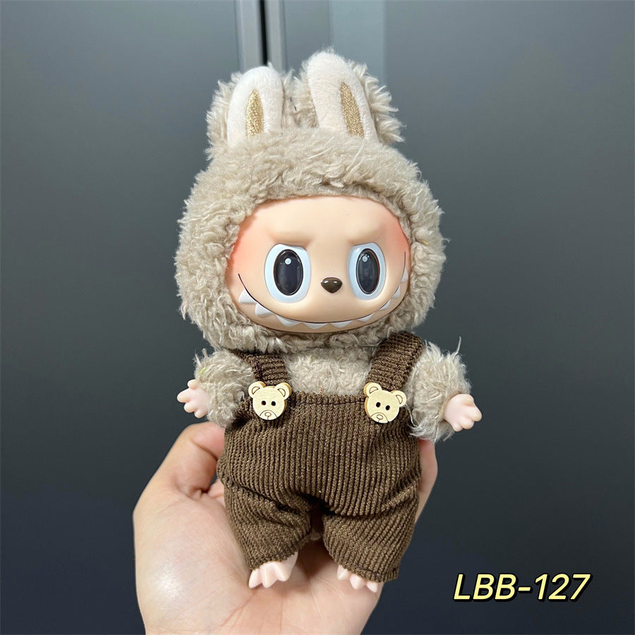 Labubu Wearable Baby Clothes Vinyl Labubu 17cm Plush Doll Cute Outfit Casual Set Dress Plush Clothes