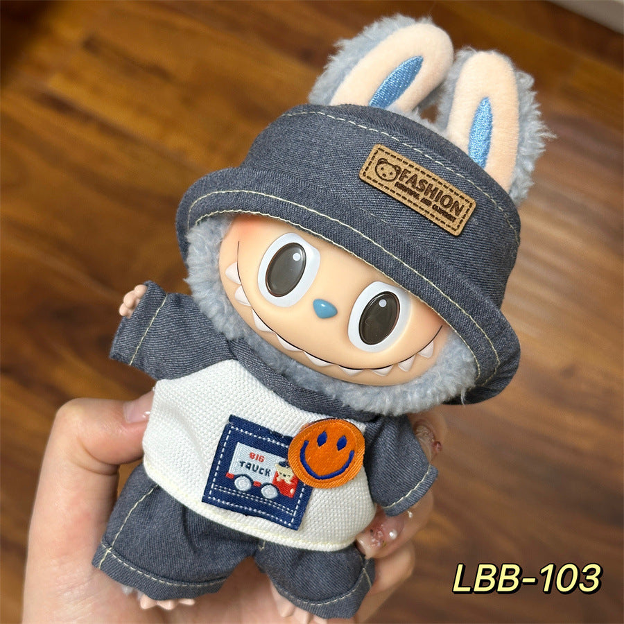 Labubu Wearable Baby Clothes Vinyl Labubu 17cm Plush Doll Cute Outfit Casual Set Dress Plush Clothes