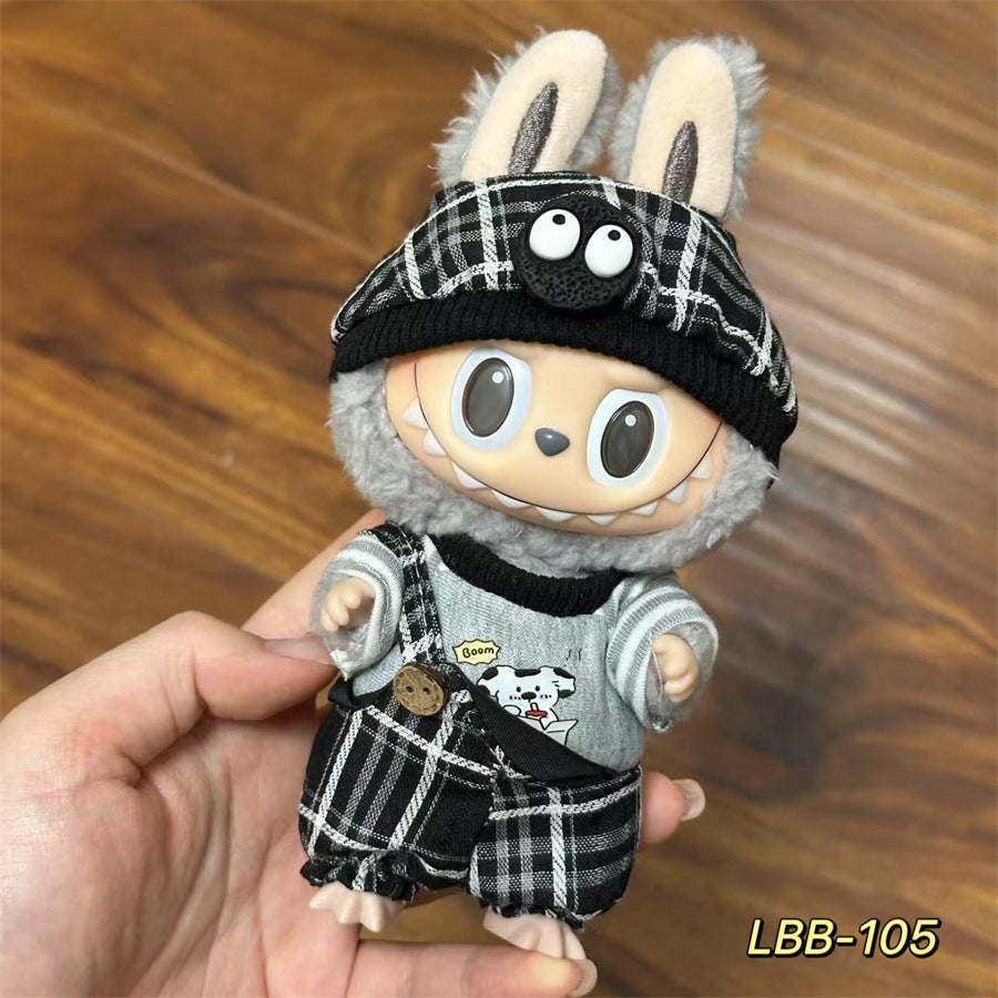 Labubu Wearable Baby Clothes Vinyl Labubu 17cm Plush Doll Cute Outfit Casual Set Dress Plush Clothes