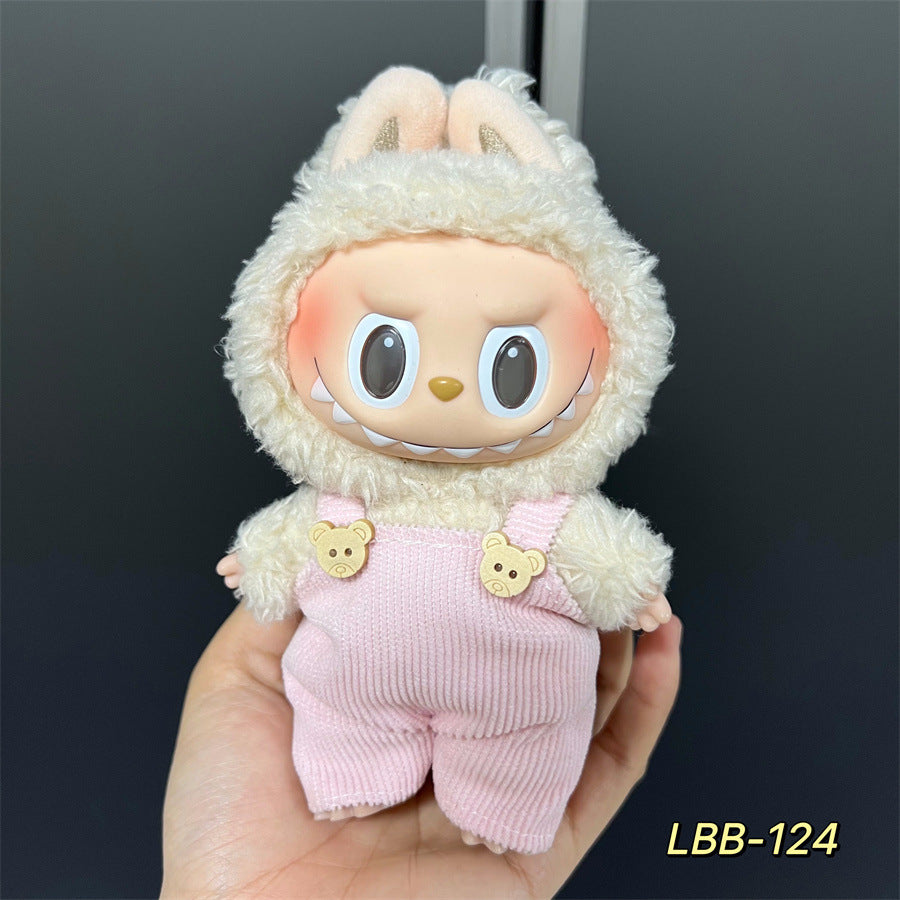 Labubu Wearable Baby Clothes Vinyl Labubu 17cm Plush Doll Cute Outfit Casual Set Dress Plush Clothes