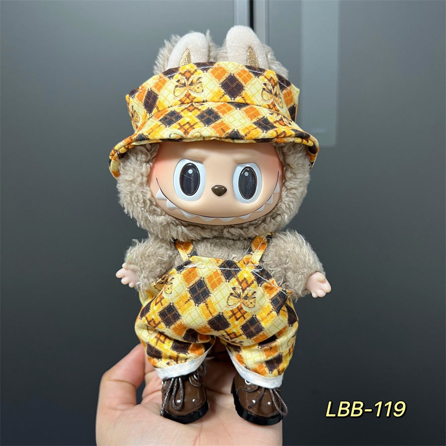 Labubu Wearable Baby Clothes Vinyl Labubu 17cm Plush Doll Cute Outfit Casual Set Dress Plush Clothes