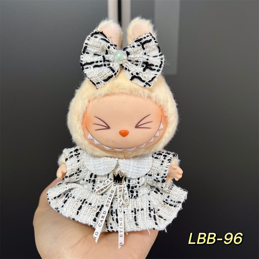 Labubu Wearable Baby Clothes Vinyl Labubu 17cm Plush Doll Cute Outfit Casual Set Dress Plush Clothes