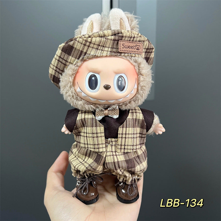 Labubu Wearable Baby Clothes Vinyl Labubu 17cm Plush Doll Cute Outfit Casual Set Dress Plush Clothes