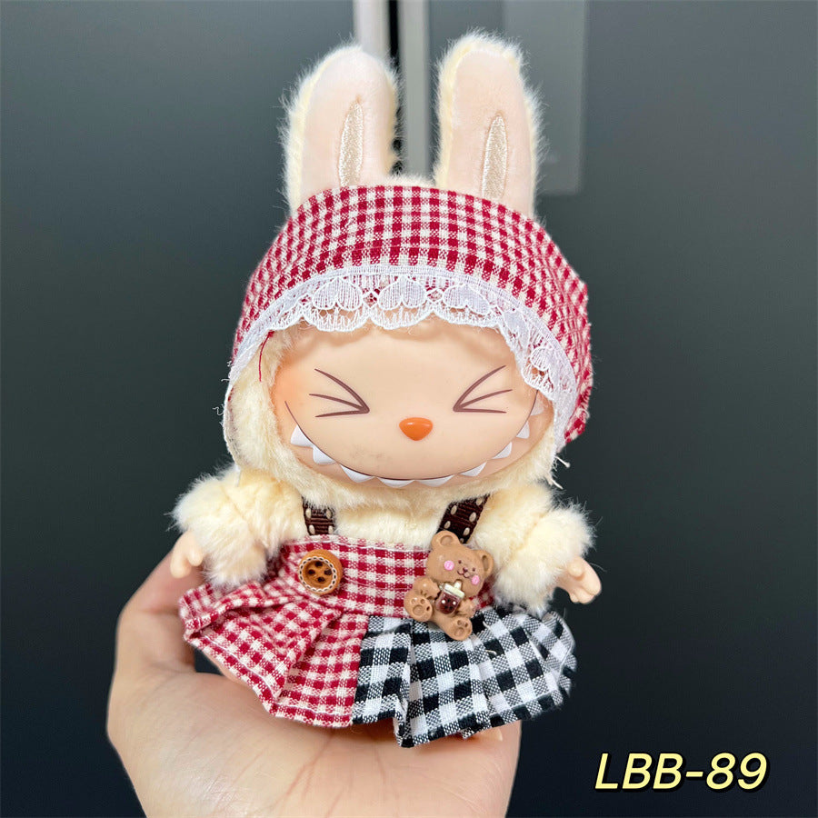 Labubu Wearable Baby Clothes Vinyl Labubu 17cm Plush Doll Cute Outfit Casual Set Dress Plush Clothes