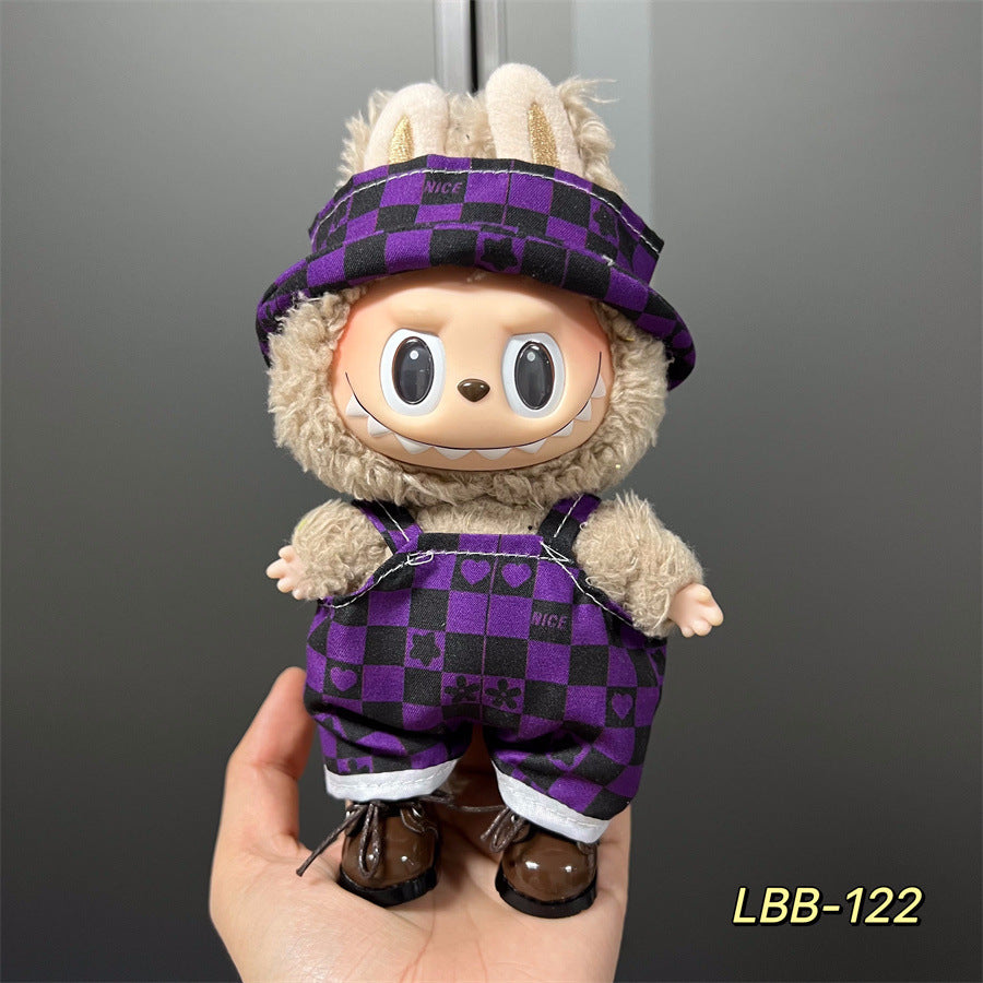 Labubu Wearable Baby Clothes Vinyl Labubu 17cm Plush Doll Cute Outfit Casual Set Dress Plush Clothes