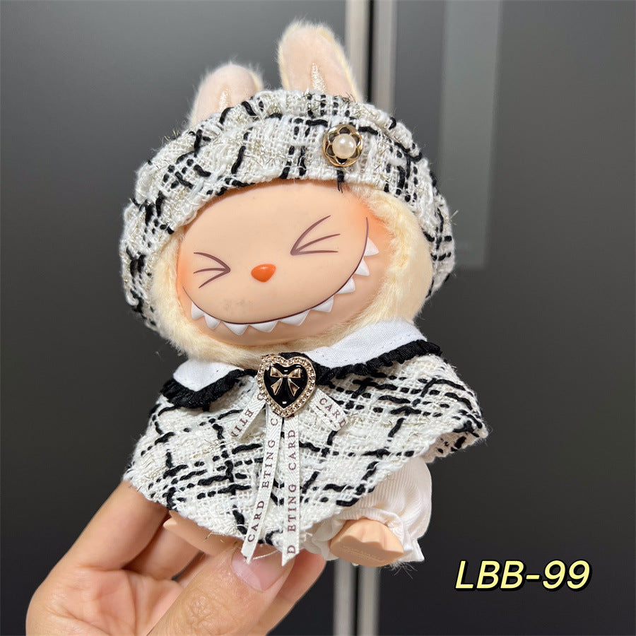 Labubu Wearable Baby Clothes Vinyl Labubu 17cm Plush Doll Cute Outfit Casual Set Dress Plush Clothes