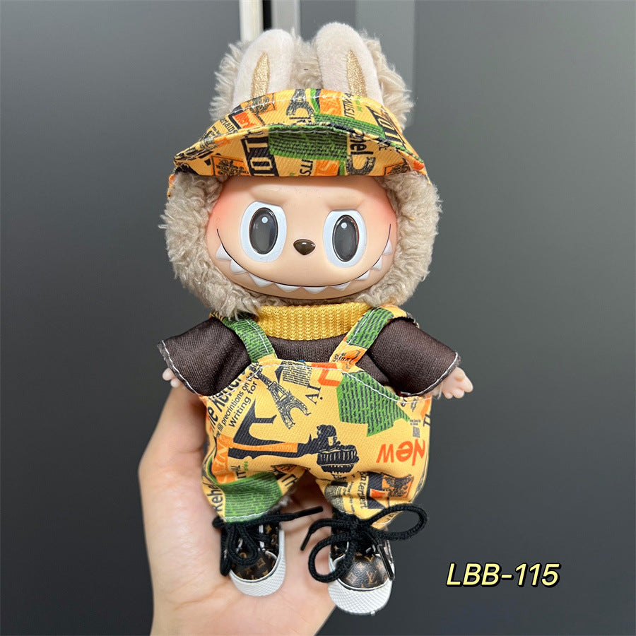Labubu Wearable Baby Clothes Vinyl Labubu 17cm Plush Doll Cute Outfit Casual Set Dress Plush Clothes