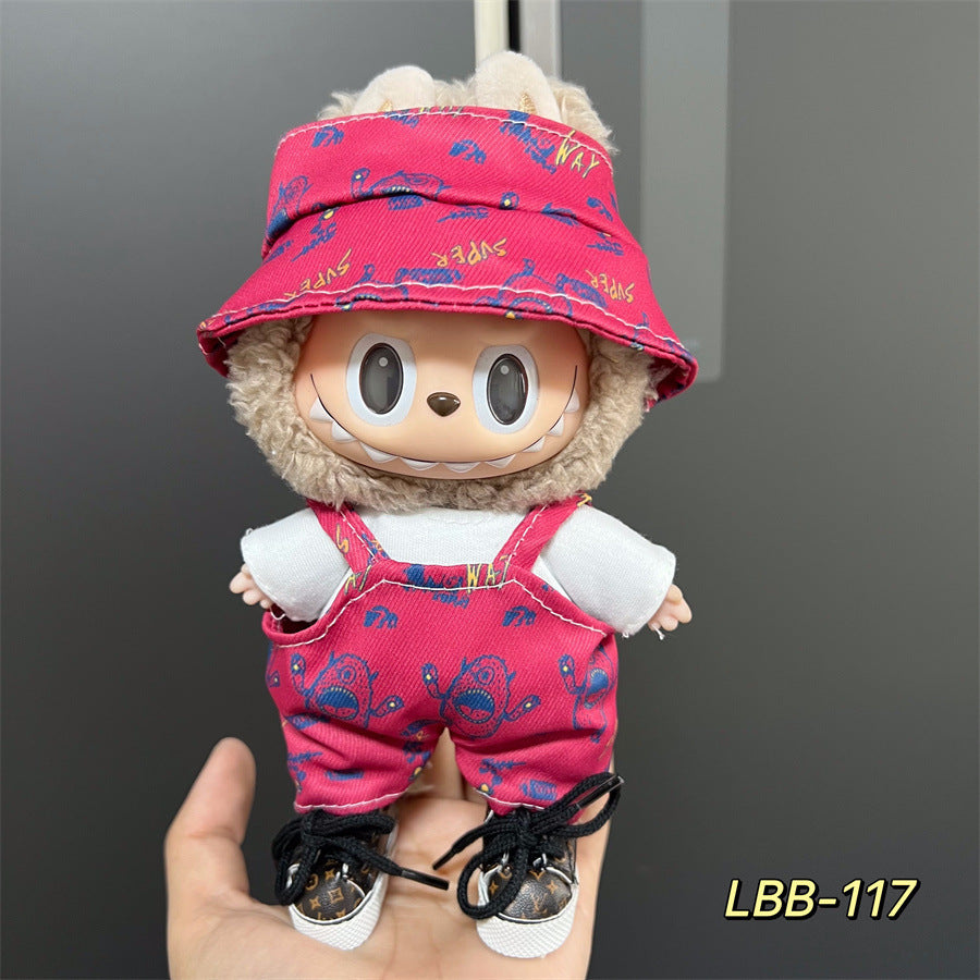 Labubu Wearable Baby Clothes Vinyl Labubu 17cm Plush Doll Cute Outfit Casual Set Dress Plush Clothes