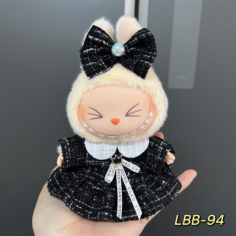 Labubu Wearable Baby Clothes Vinyl Labubu 17cm Plush Doll Cute Outfit Casual Set Dress Plush Clothes