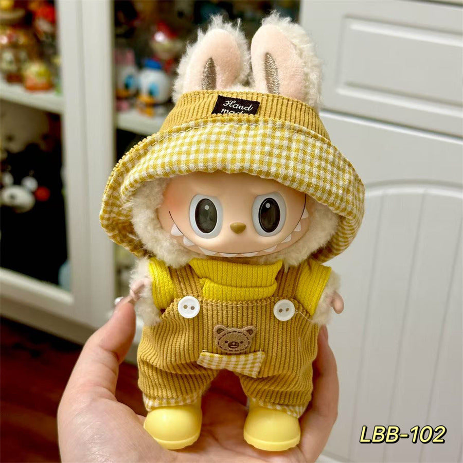 Labubu Wearable Baby Clothes Vinyl Labubu 17cm Plush Doll Cute Outfit Casual Set Dress Plush Clothes