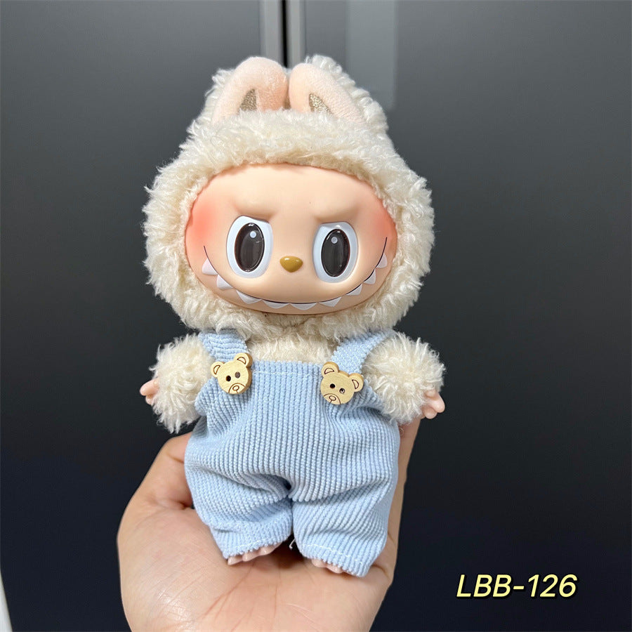 Labubu Wearable Baby Clothes Vinyl Labubu 17cm Plush Doll Cute Outfit Casual Set Dress Plush Clothes