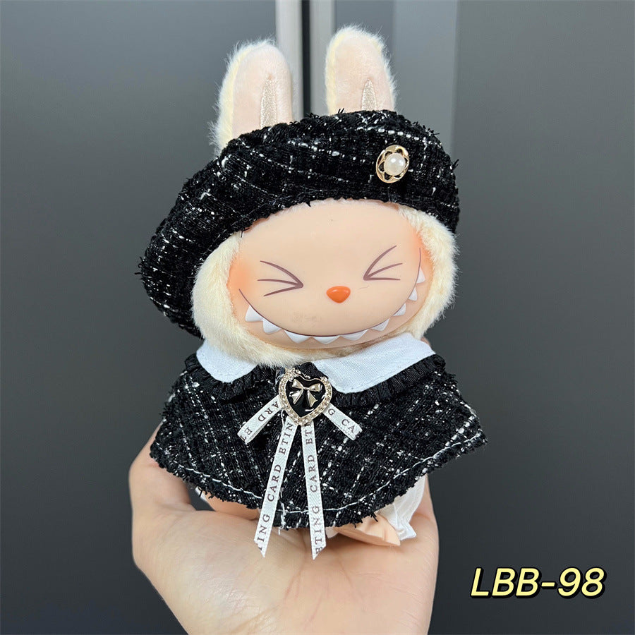 Labubu Wearable Baby Clothes Vinyl Labubu 17cm Plush Doll Cute Outfit Casual Set Dress Plush Clothes