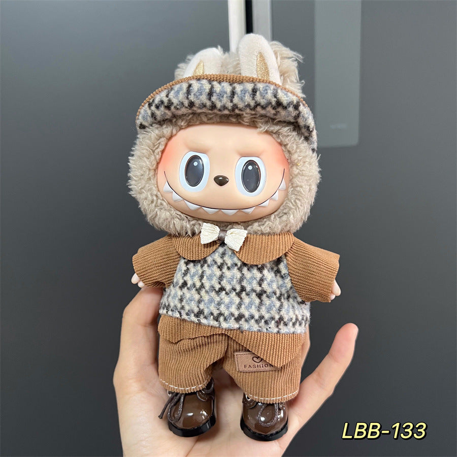 Labubu Wearable Baby Clothes Vinyl Labubu 17cm Plush Doll Cute Outfit Casual Set Dress Plush Clothes