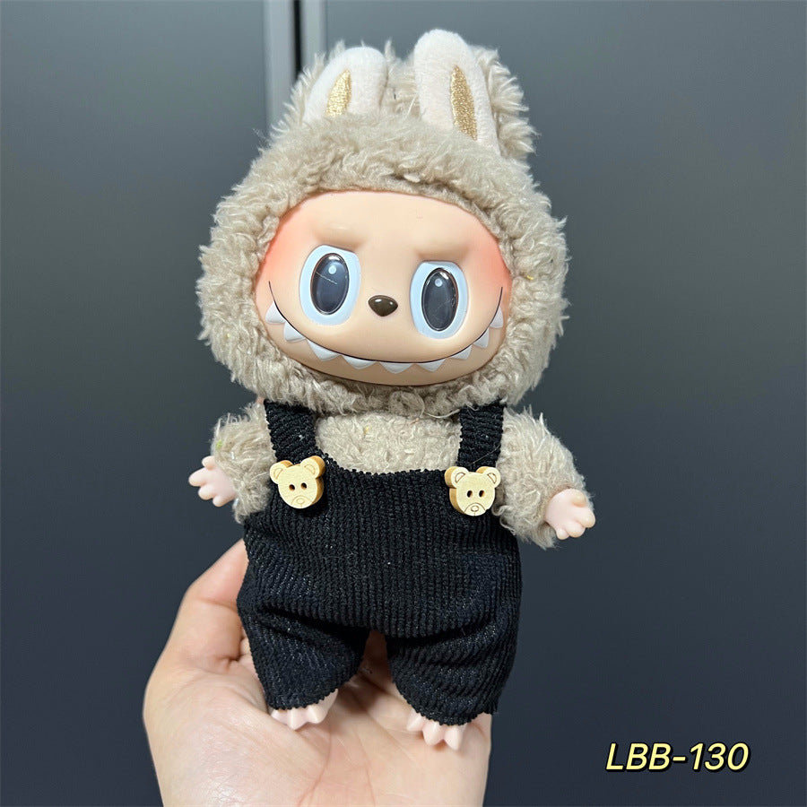 Labubu Wearable Baby Clothes Vinyl Labubu 17cm Plush Doll Cute Outfit Casual Set Dress Plush Clothes