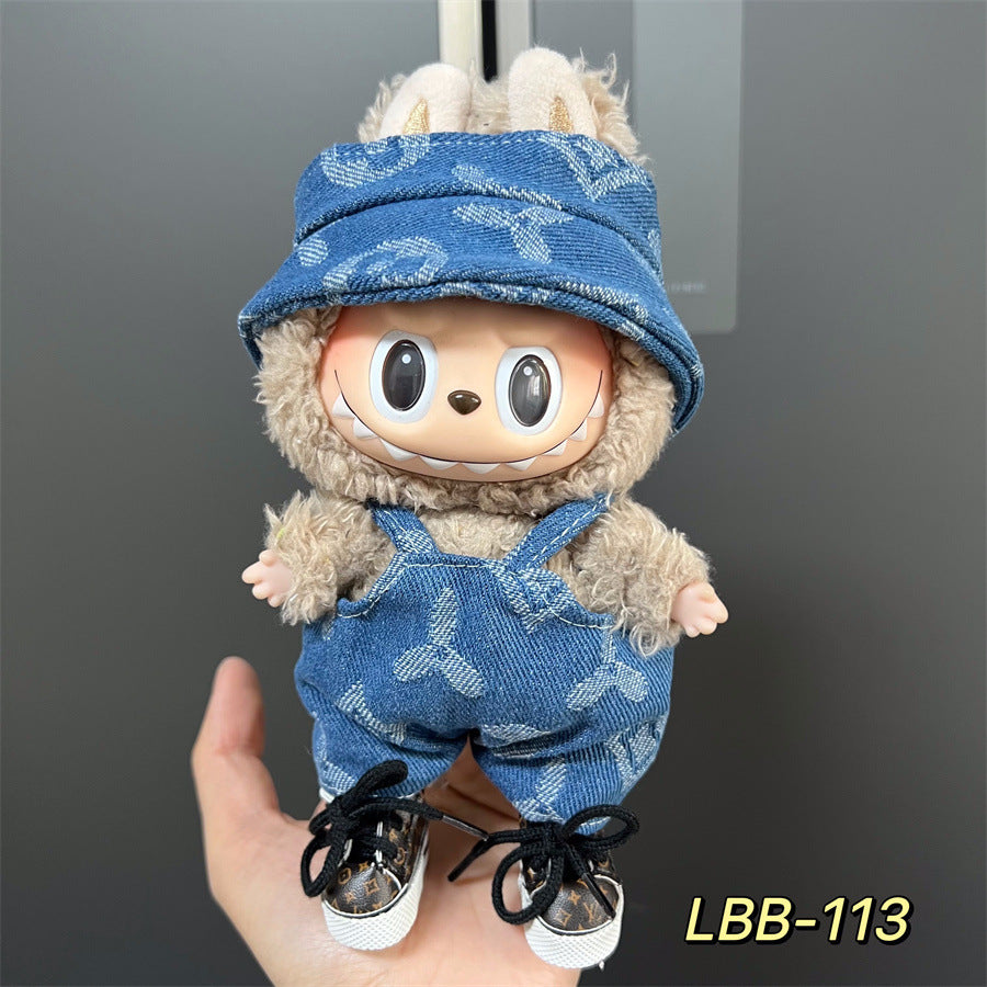 Labubu Wearable Baby Clothes Vinyl Labubu 17cm Plush Doll Cute Outfit Casual Set Dress Plush Clothes