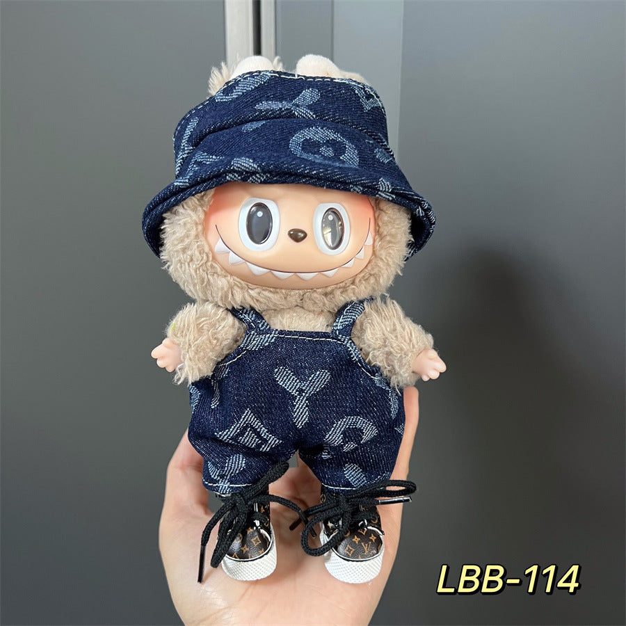 Labubu Wearable Baby Clothes Vinyl Labubu 17cm Plush Doll Cute Outfit Casual Set Dress Plush Clothes