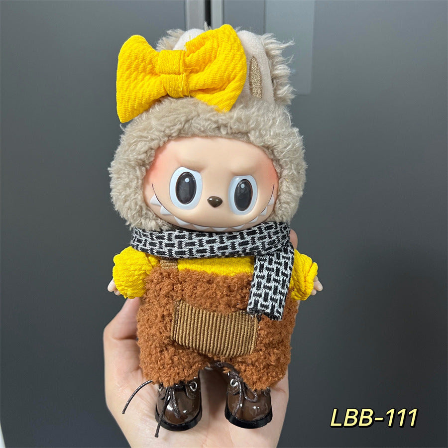 Labubu Wearable Baby Clothes Vinyl Labubu 17cm Plush Doll Cute Outfit Casual Set Dress Plush Clothes