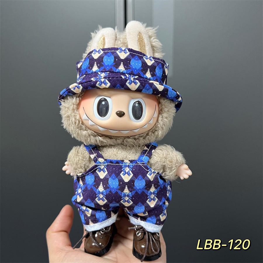 Labubu Wearable Baby Clothes Vinyl Labubu 17cm Plush Doll Cute Outfit Casual Set Dress Plush Clothes