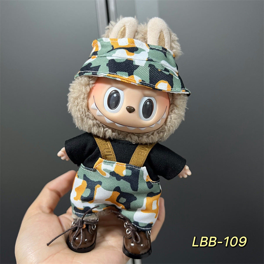 Labubu Wearable Baby Clothes Vinyl Labubu 17cm Plush Doll Cute Outfit Casual Set Dress Plush Clothes