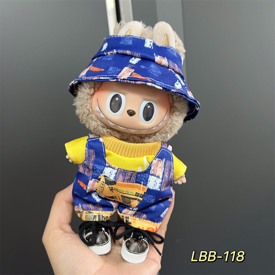 Labubu Wearable Baby Clothes Vinyl Labubu 17cm Plush Doll Cute Outfit Casual Set Dress Plush Clothes