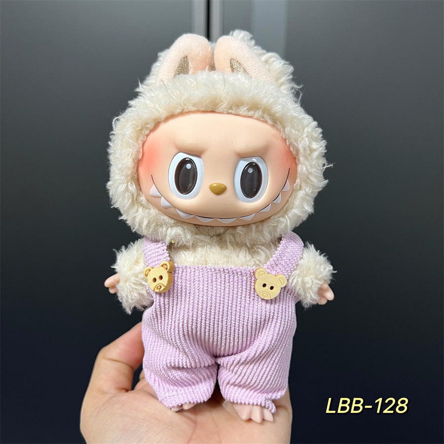 Labubu Wearable Baby Clothes Vinyl Labubu 17cm Plush Doll Cute Outfit Casual Set Dress Plush Clothes
