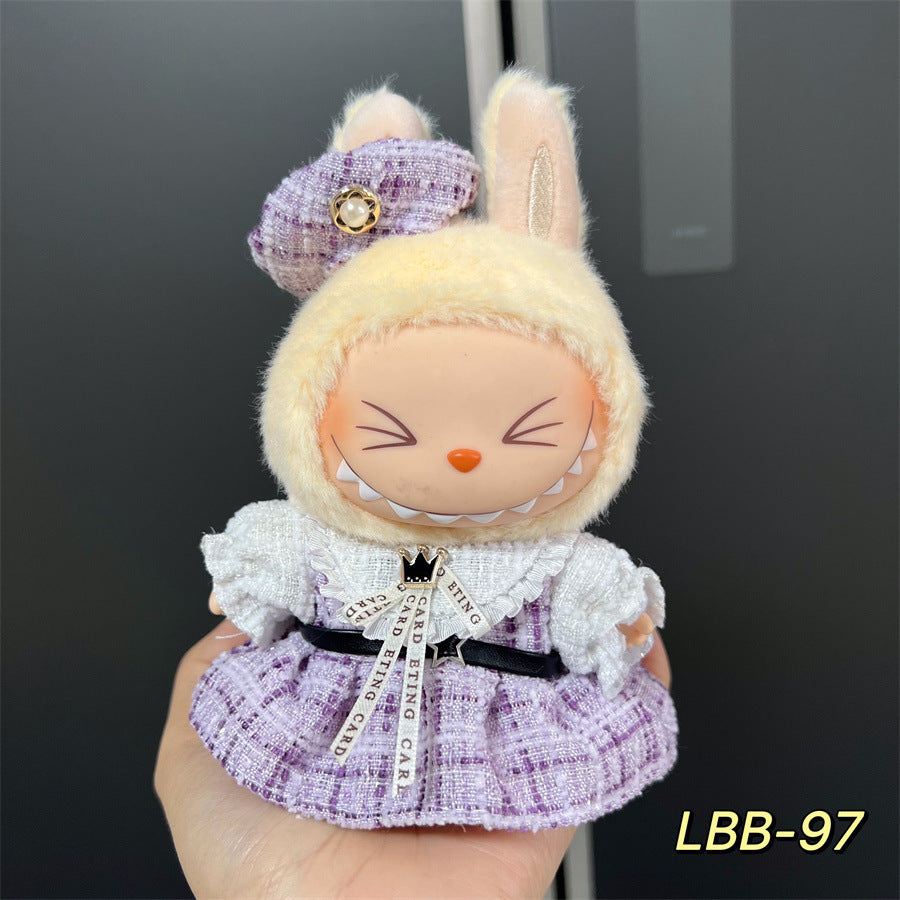 Labubu Wearable Baby Clothes Vinyl Labubu 17cm Plush Doll Cute Outfit Casual Set Dress Plush Clothes