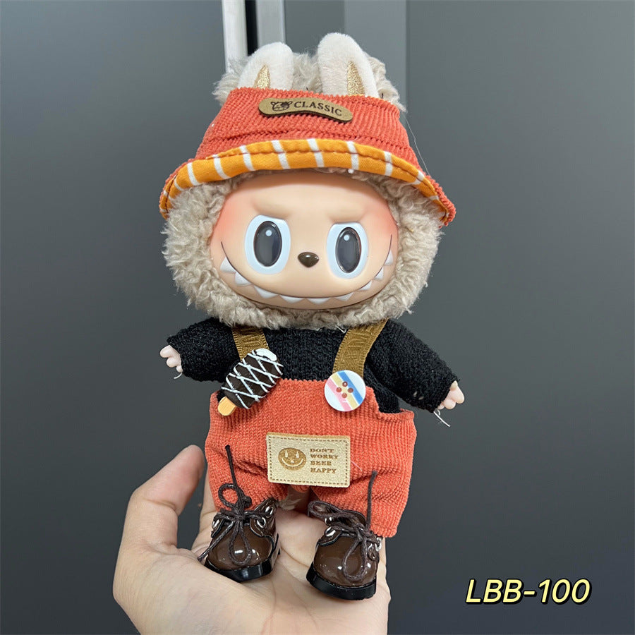 Labubu Wearable Baby Clothes Vinyl Labubu 17cm Plush Doll Cute Outfit Casual Set Dress Plush Clothes
